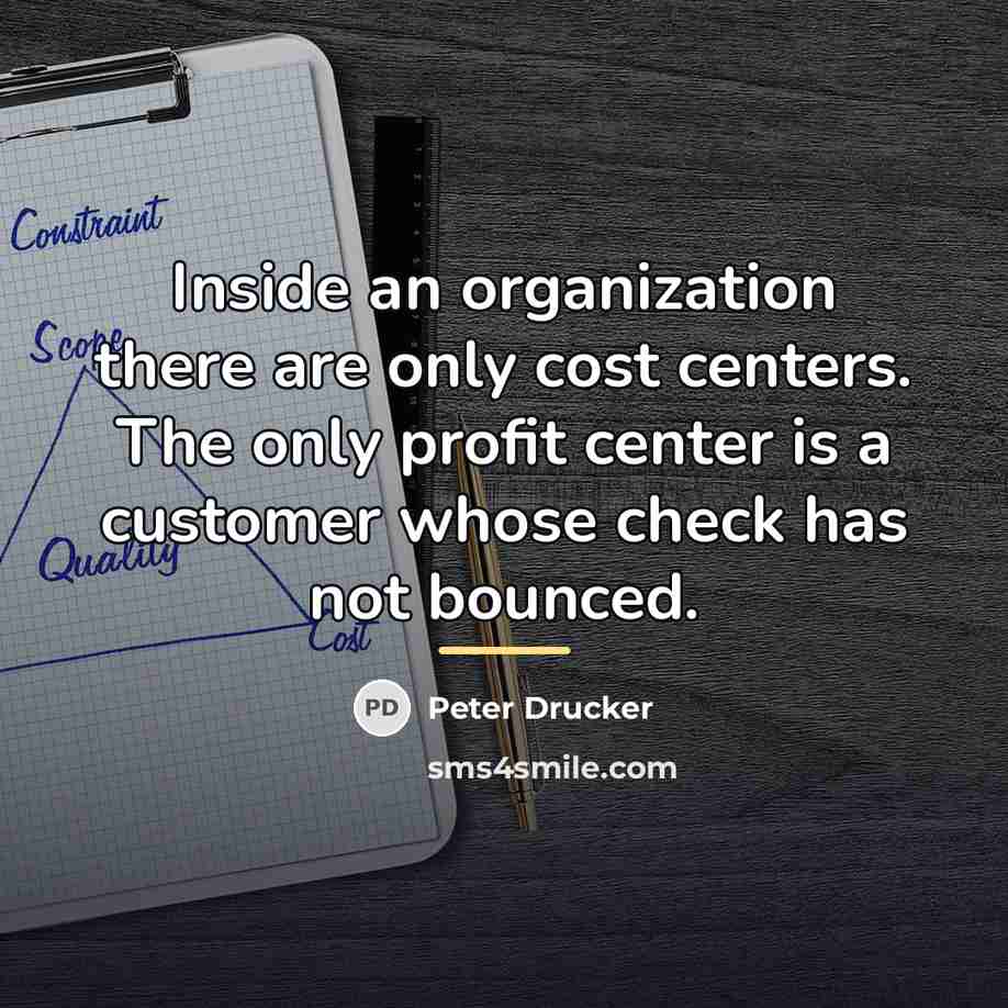“Inside an organization there are only cost centers. The only…” quote by Peter Drucker