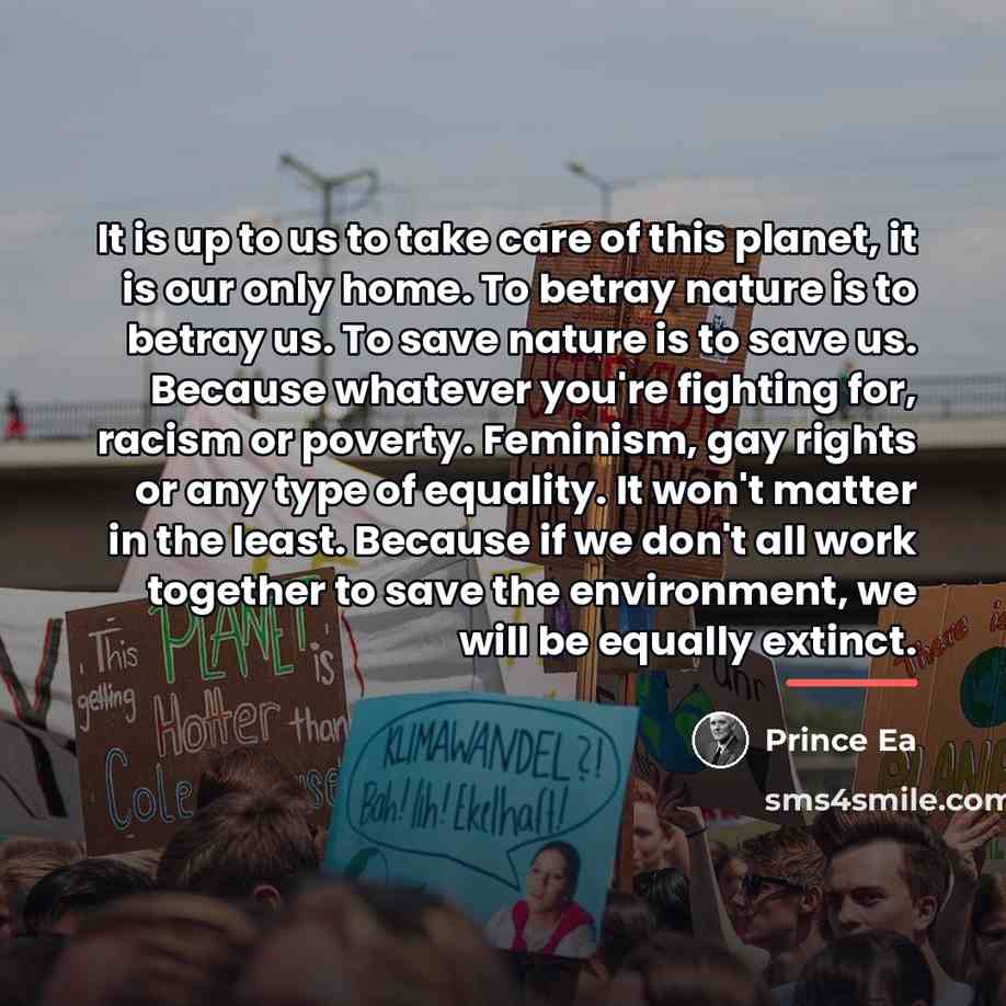 “It is up to us to take care of this…” quote by Prince Ea