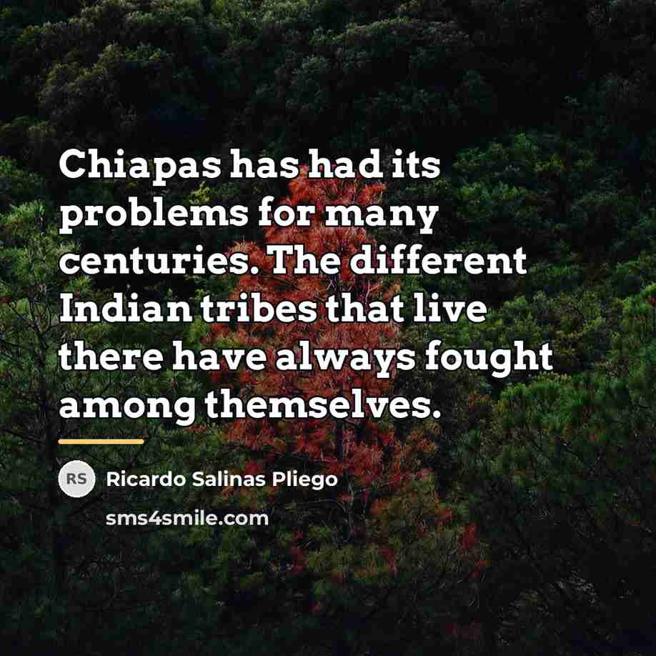 “Chiapas has had its problems for many centuries. The different…” quote by Ricardo Salinas Pliego