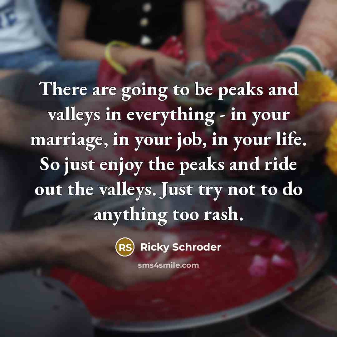 “There are going to be peaks and valleys in everything…” quote by Ricky Schroder