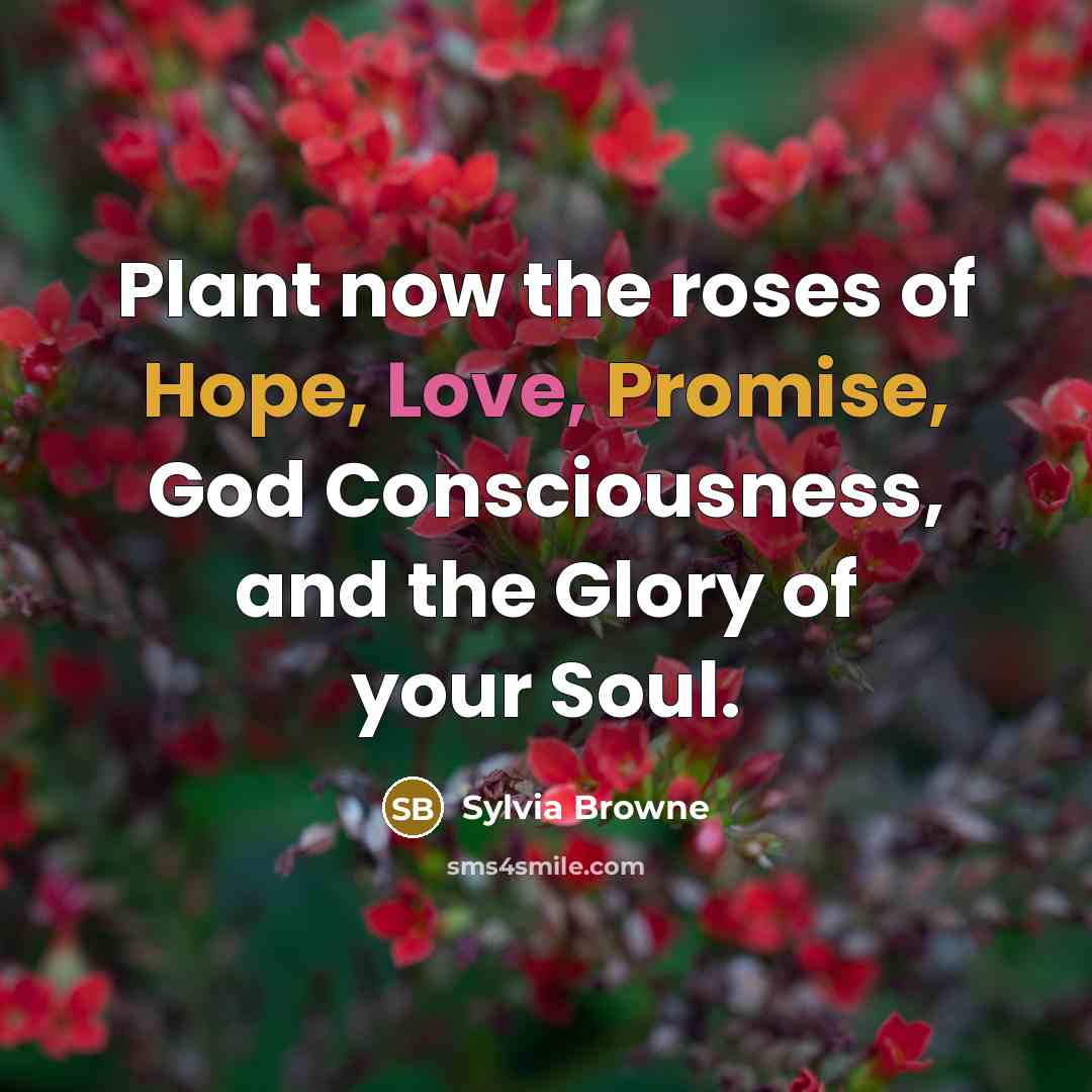“Plant now the roses of Hope, Love, Promise, God Consciousness,…” quote by Sylvia Browne