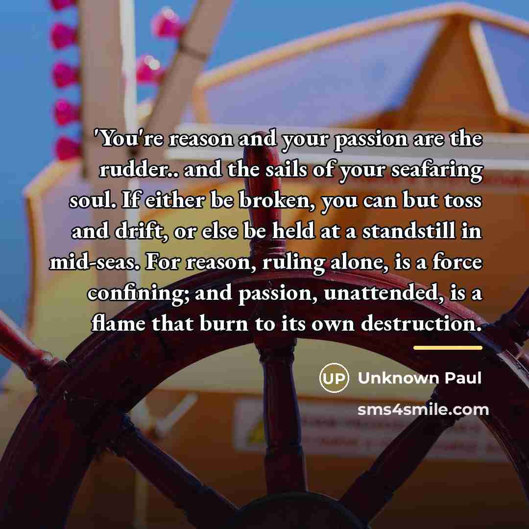 “'You're reason and your passion are the rudder.. and the…” quote by Anonymous