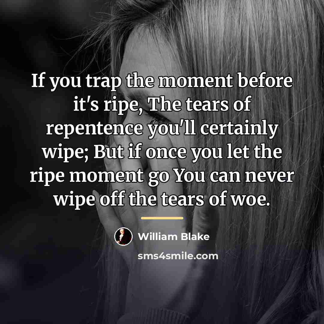 “If you trap the moment before it's ripe, The tears…” quote by William Blake
