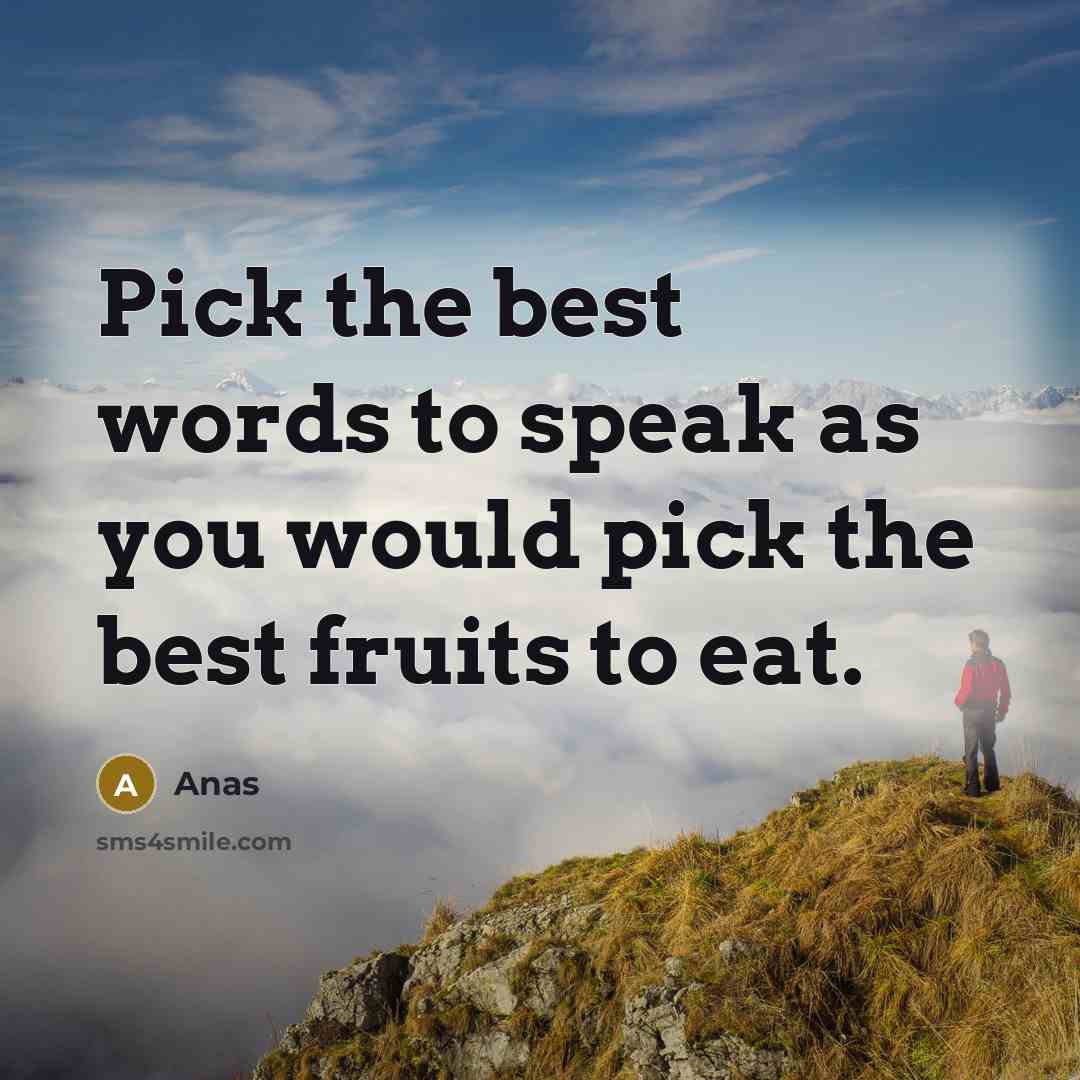 “Pick the best words to speak as you would pick…” quote by Anas