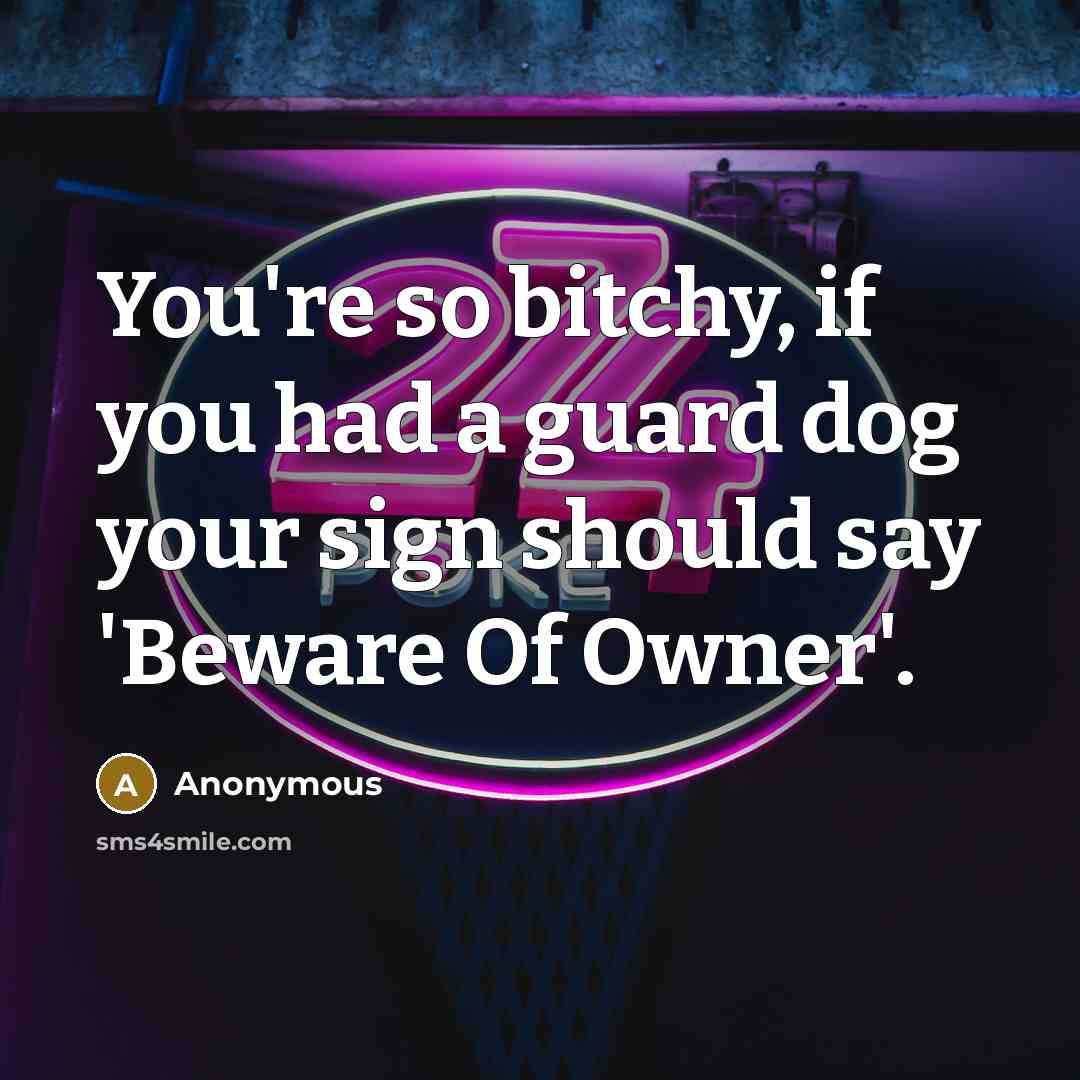 “You're so bitchy, if you had a guard dog your…” quote by Anonymous