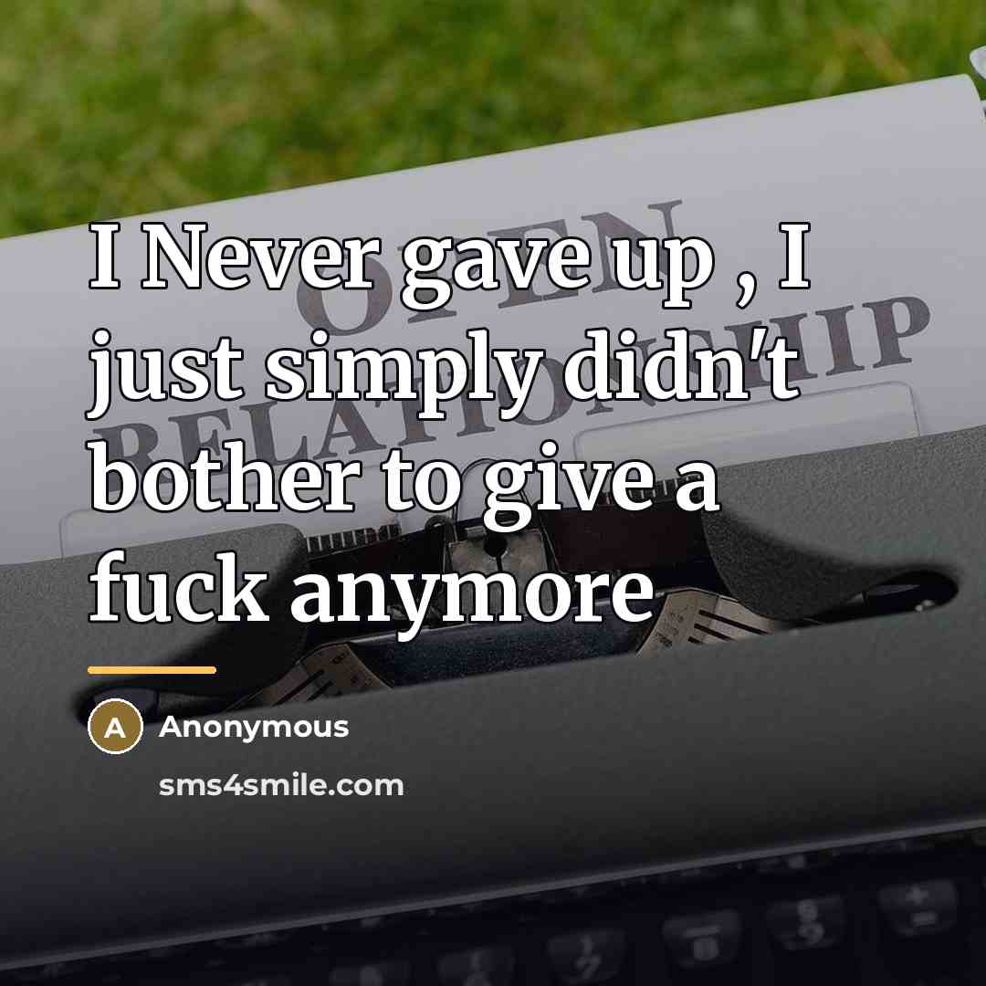 “I Never gave up , I just simply didn't bother…” quote by Anonymous