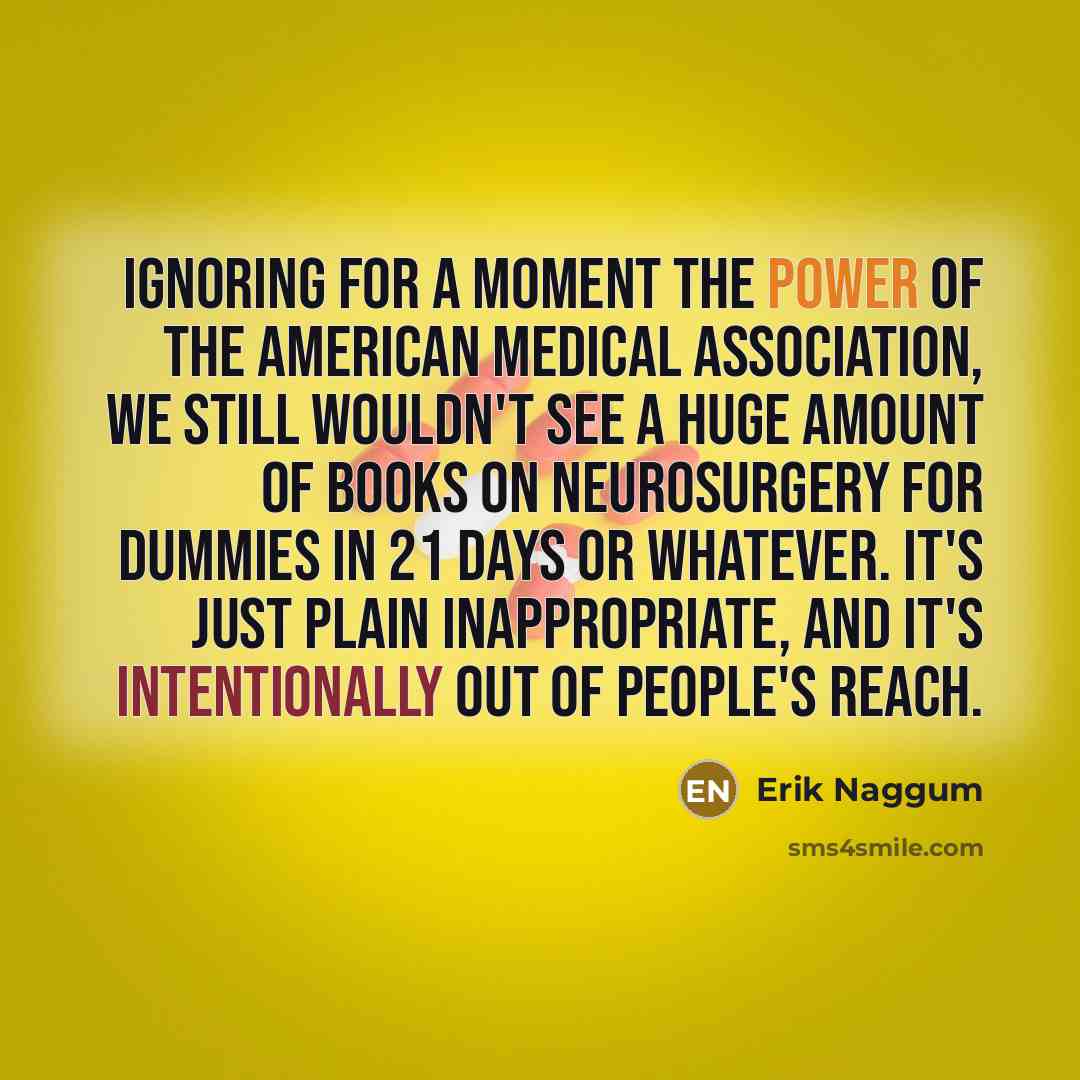 “Ignoring for a moment the power of the American Medical…” quote by Erik Naggum