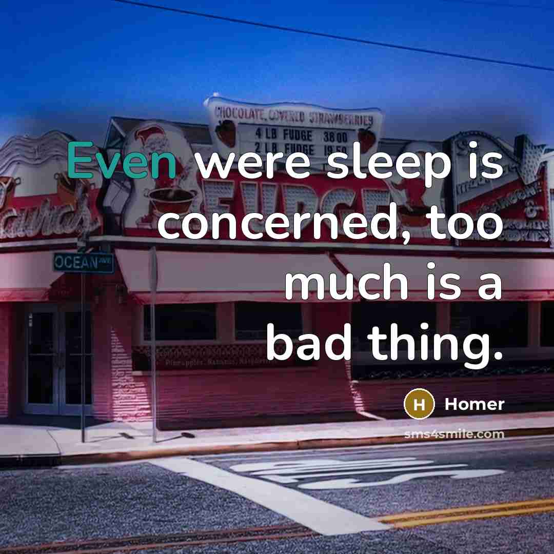 “Even were sleep is concerned, too much is a bad…” quote by Homer