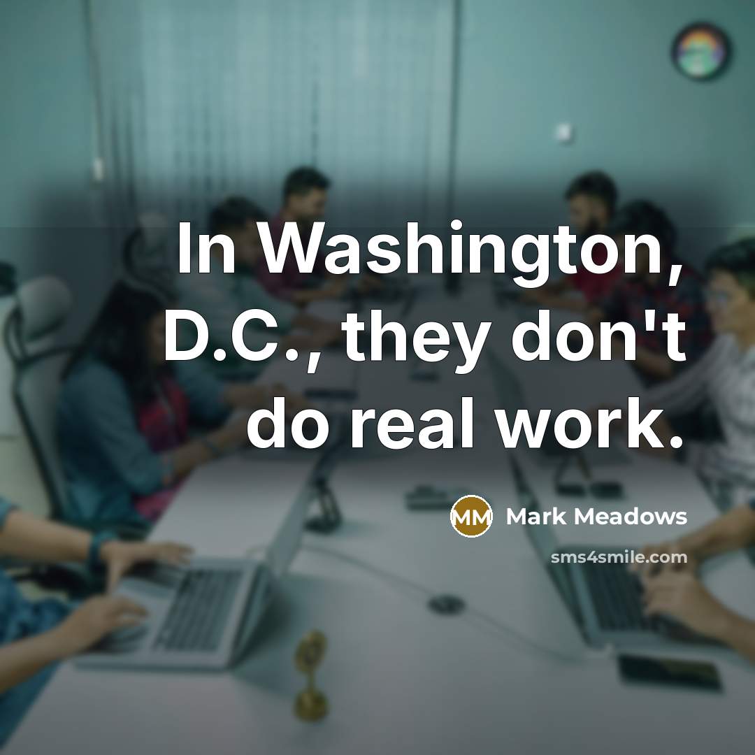 “In Washington, D.C., they don't do real work.…” quote by Mark Meadows