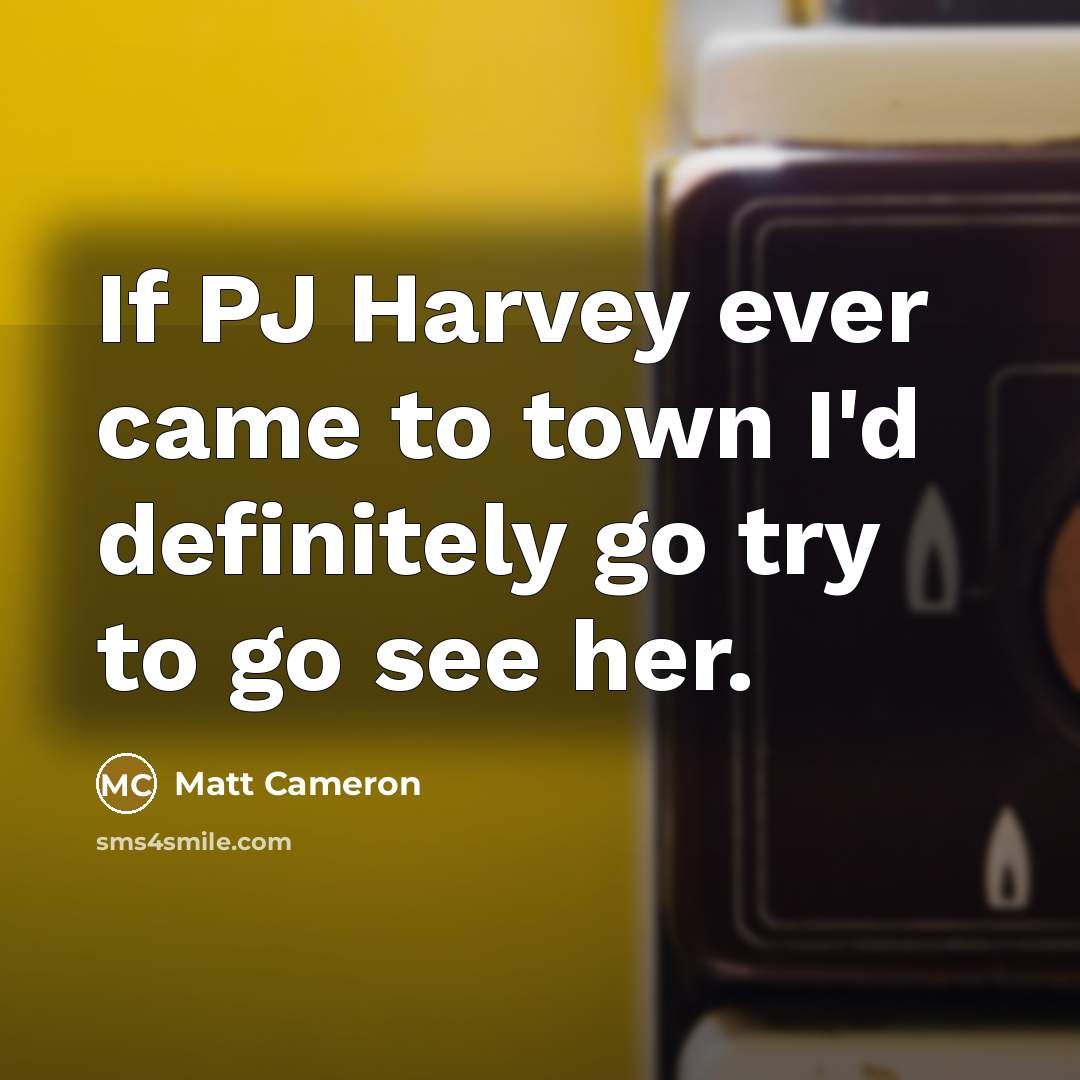 “If PJ Harvey ever came to town I'd definitely go…” quote by Matt Cameron