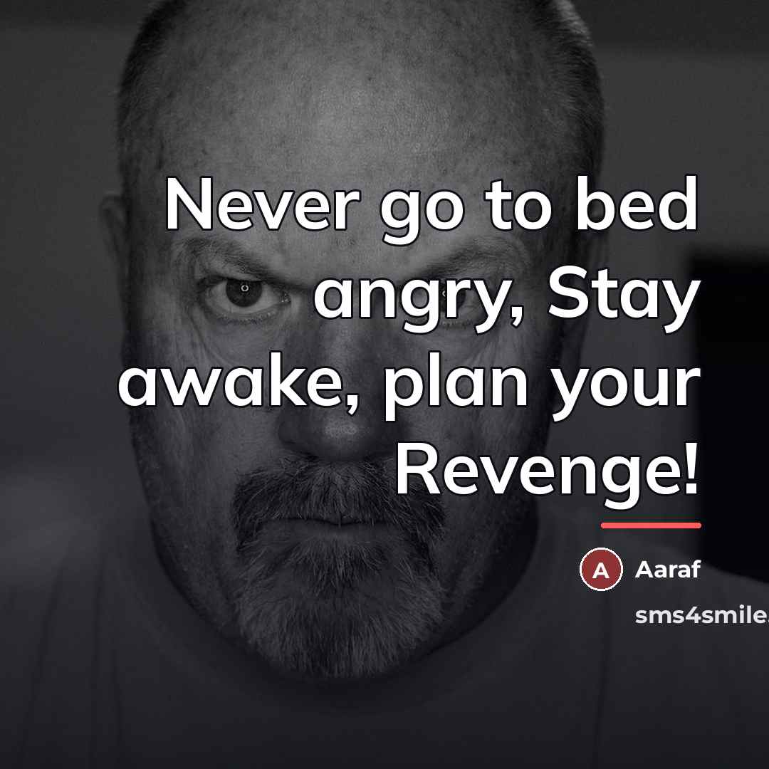 “Never go to bed angry, Stay awake, plan your Revenge!…” quote by Aaraf