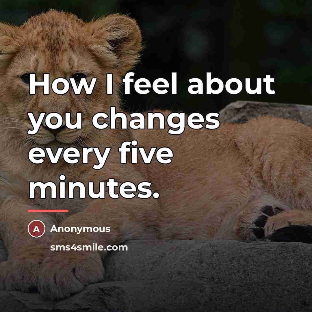 “How I feel about you changes every five minutes.…” quote by Anonymous