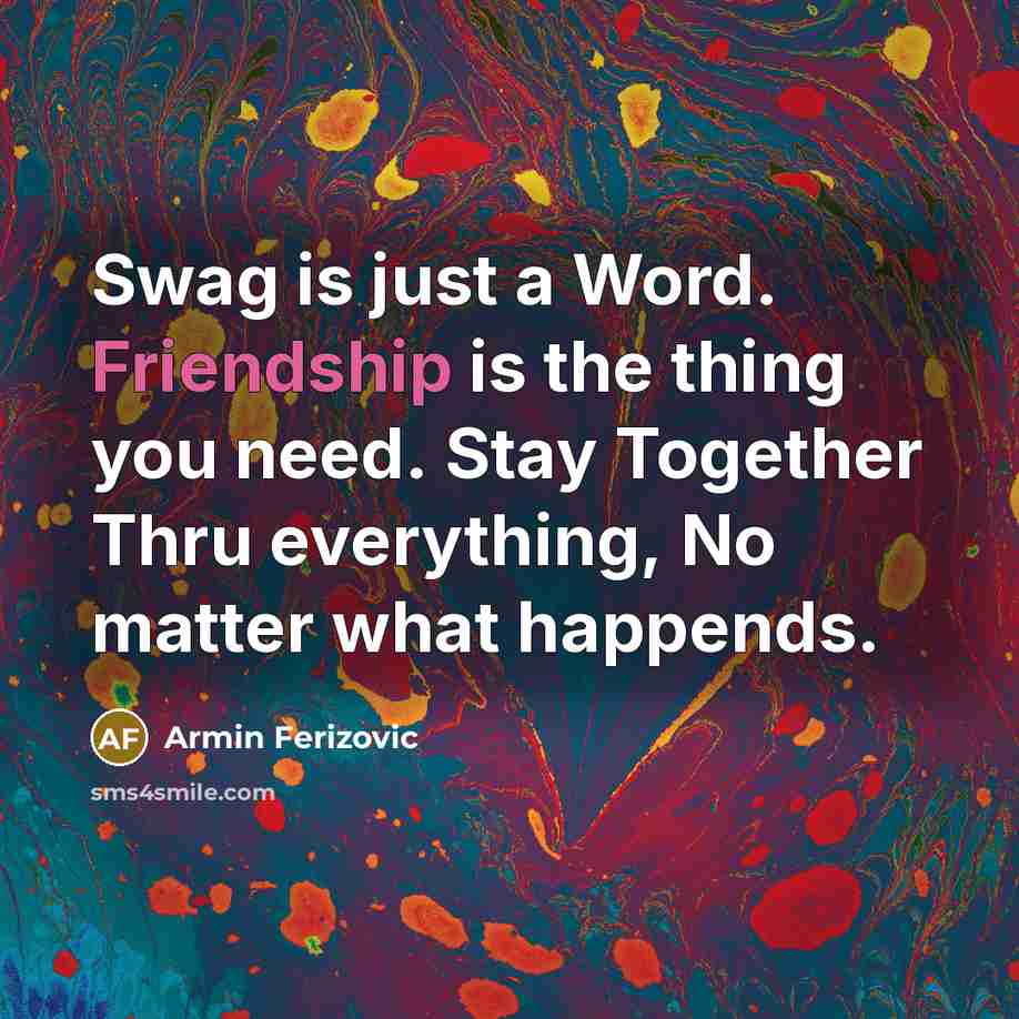 “Swag is just a Word. Friendship is the thing you…” quote by Armin Ferizovic