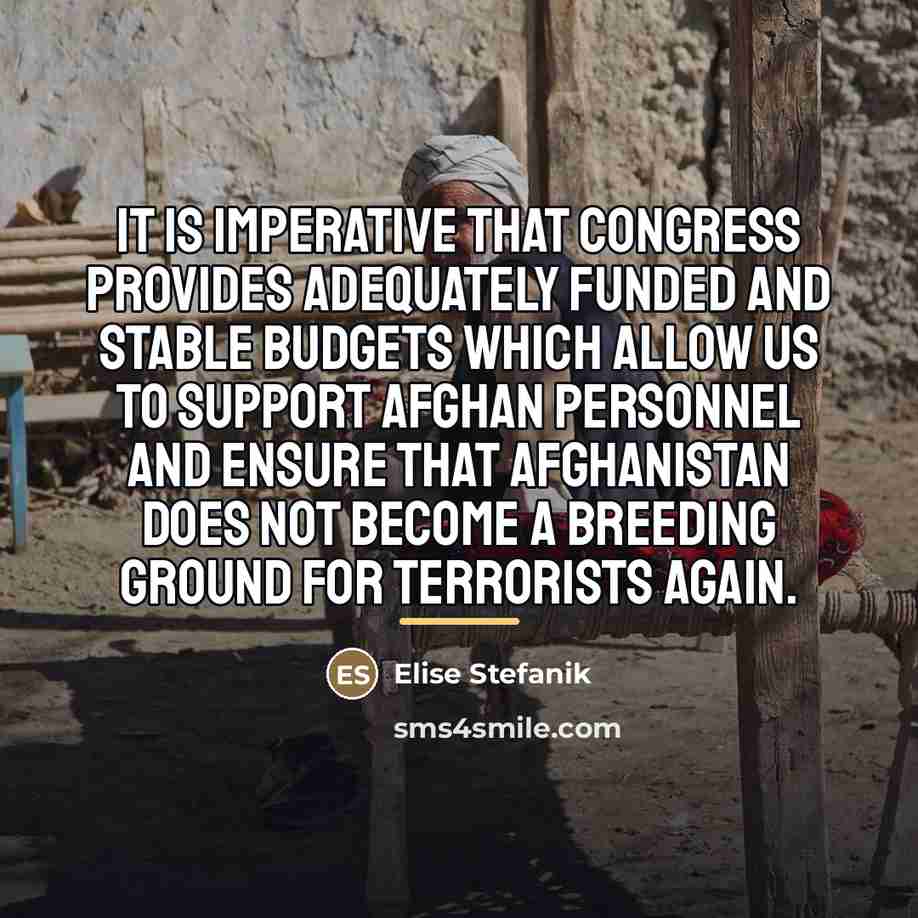 “It is imperative that Congress provides adequately funded and stable…” quote by Elise Stefanik