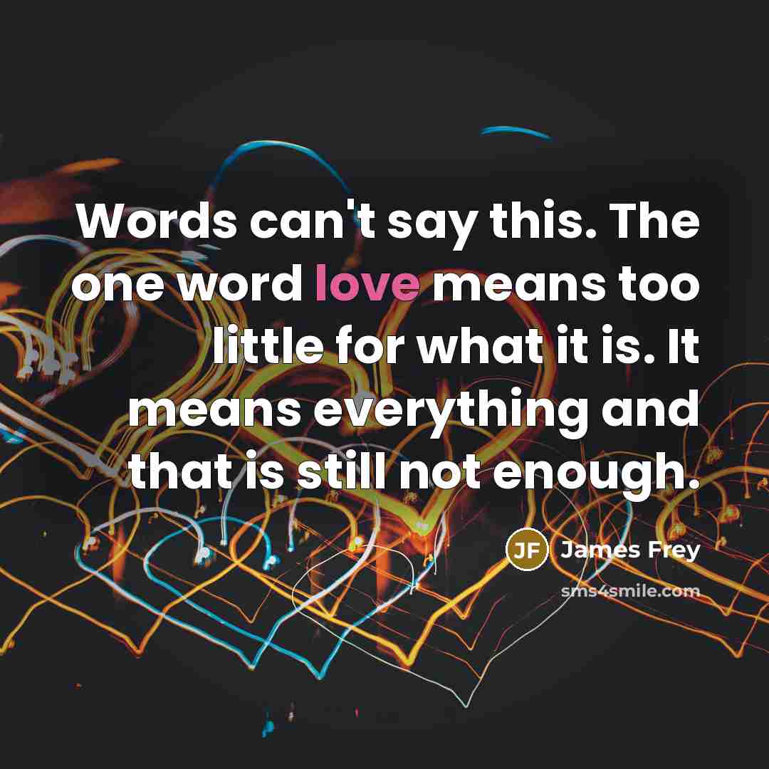 “Words can't say this. The one word love means too…” quote by James Frey