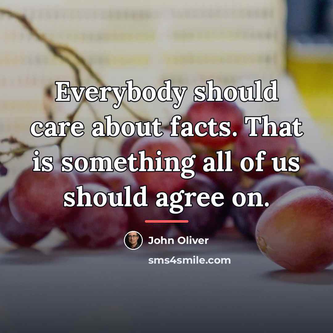 “Everybody should care about facts. That is something all of…” quote by John Oliver