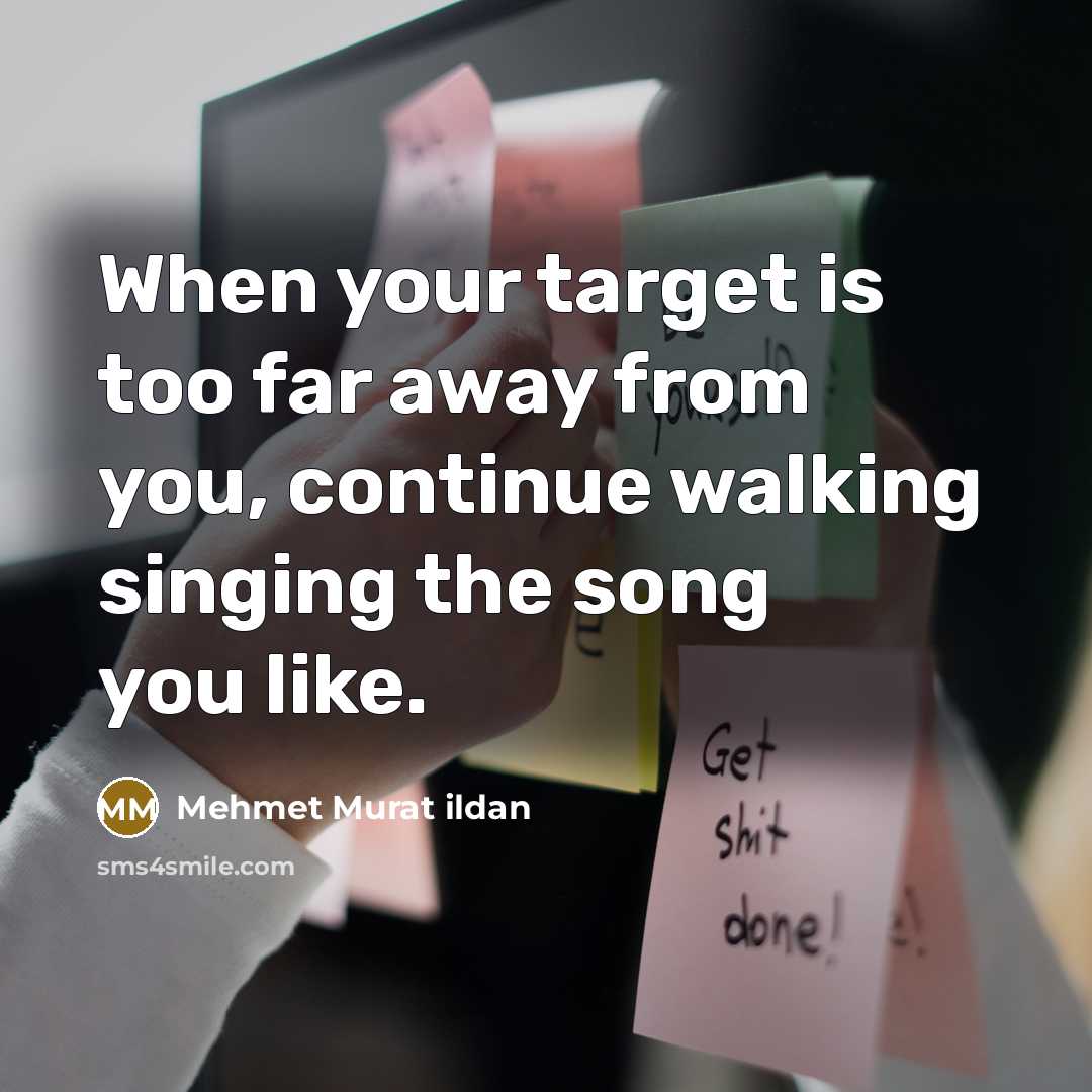 “When your target is too far away from you, continue…” quote by Mehmet Murat Ildan