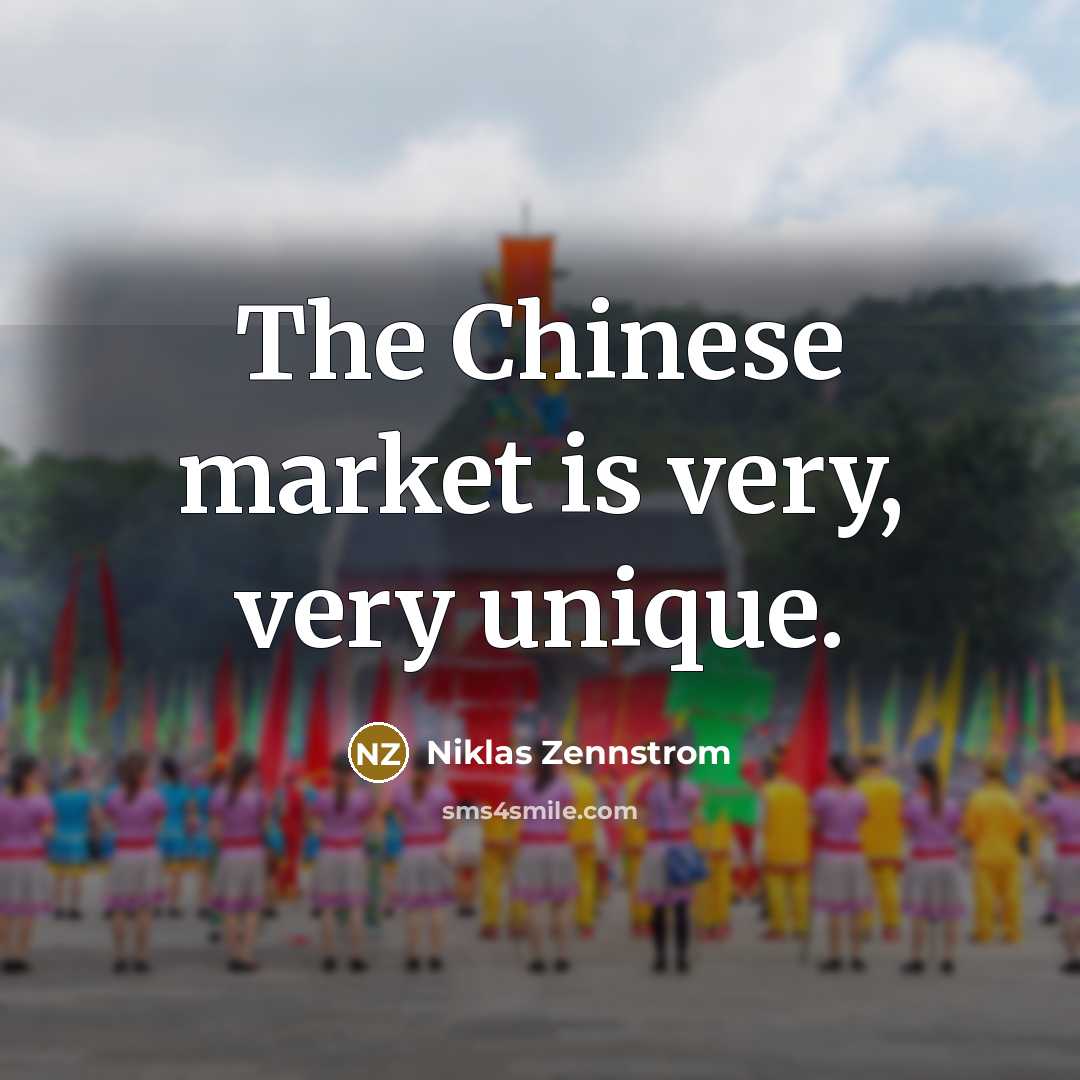 “The Chinese market is very, very unique.” quote by Niklas Zennstrom