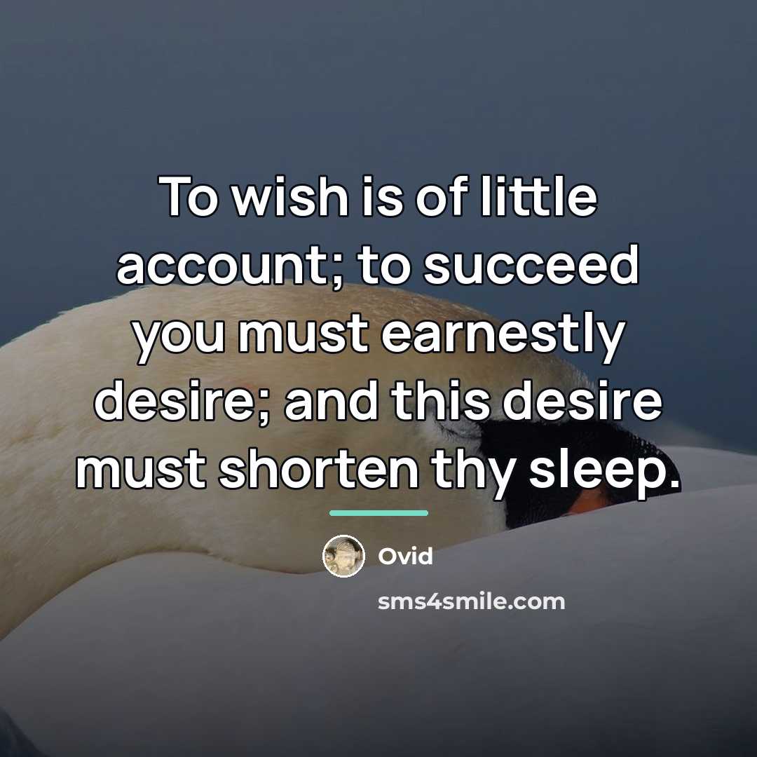 “To wish is of little account; to succeed you must…” quote by Ovid