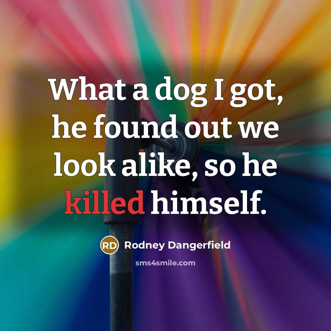 “What a dog I got, he found out we look…” quote by Rodney Dangerfield