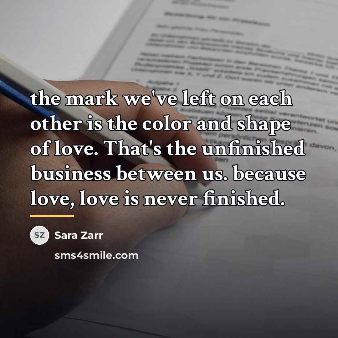 “the mark we've left on each other is the color…” quote by Sara Zarr