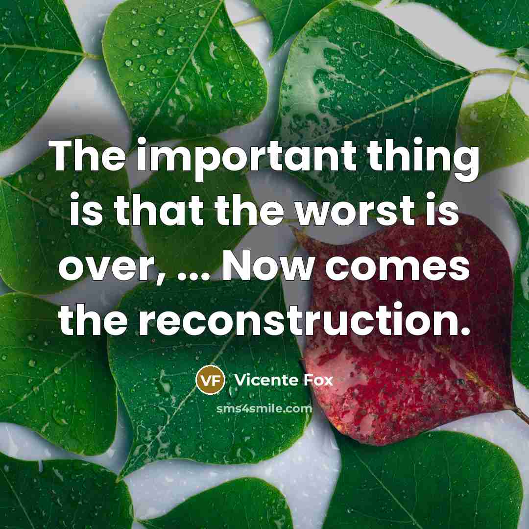 “The important thing is that the worst is over, ...…” quote by Vicente Fox
