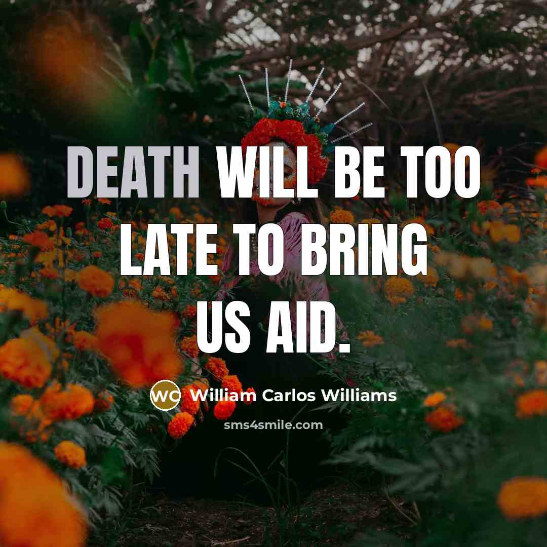 “Death will be too late to bring us aid.…” quote by William Carlos Williams