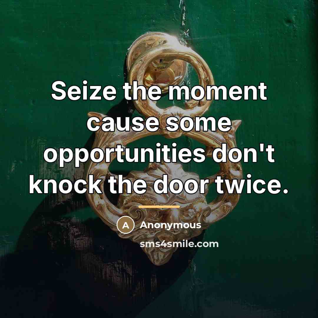 “Seize the moment cause some opportunities don't knock the door…” quote by Anonymous