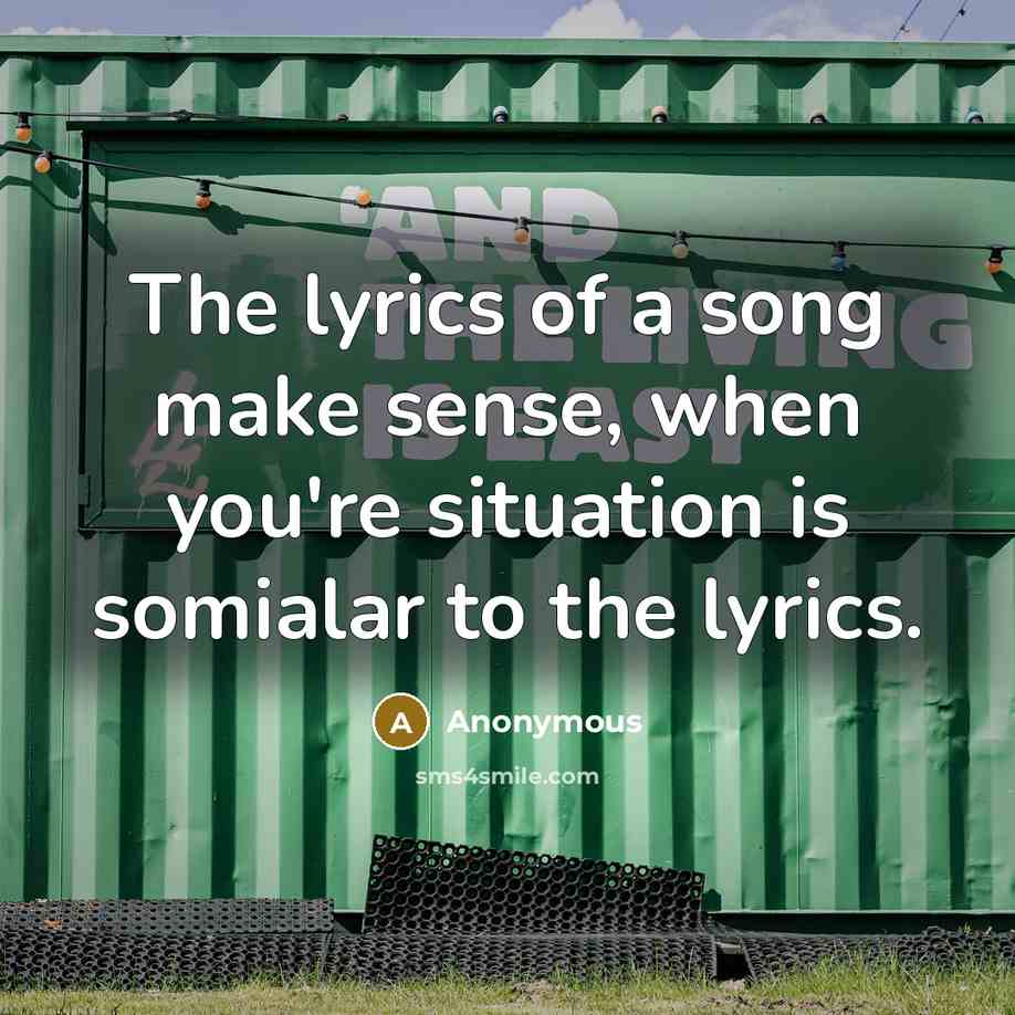 “The lyrics of a song make sense, when you're situation is somialar to the lyrics.” quote by Anonymous