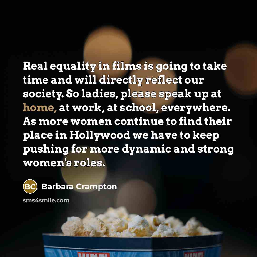 “Real equality in films is going to take time and…” quote by Barbara Crampton