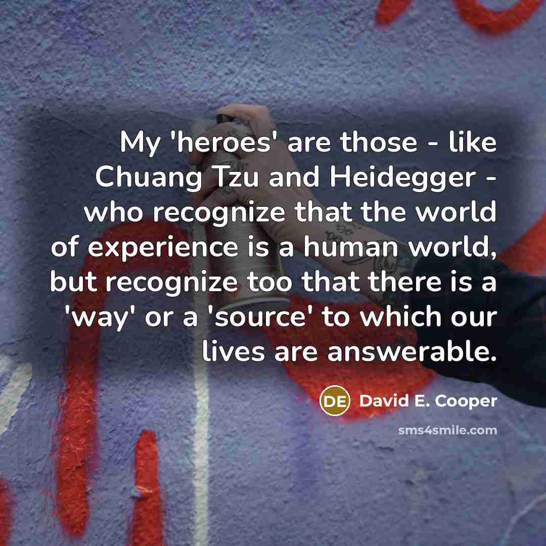 “My 'heroes' are those - like Chuang Tzu and Heidegger…” quote by David E. Cooper