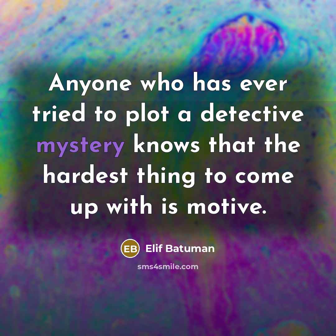 “Anyone who has ever tried to plot a detective mystery…” quote by Elif Batuman