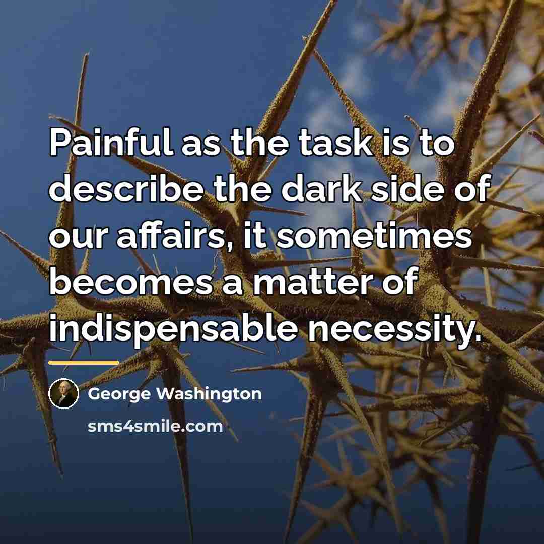 “Painful as the task is to describe the dark side…” quote by George Washington