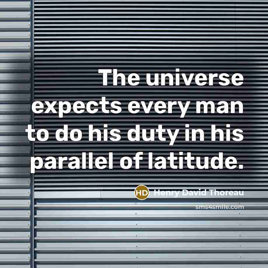 “The universe expects every man to do his duty in…” quote by Henry David Thoreau
