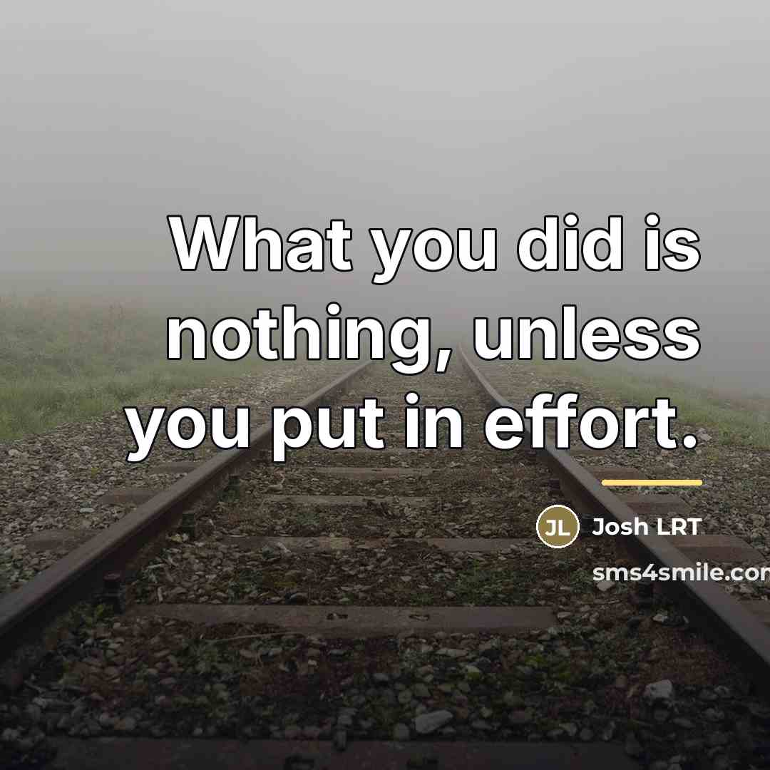 “What you did is nothing, unless you put in effort.…” quote by Josh LRT