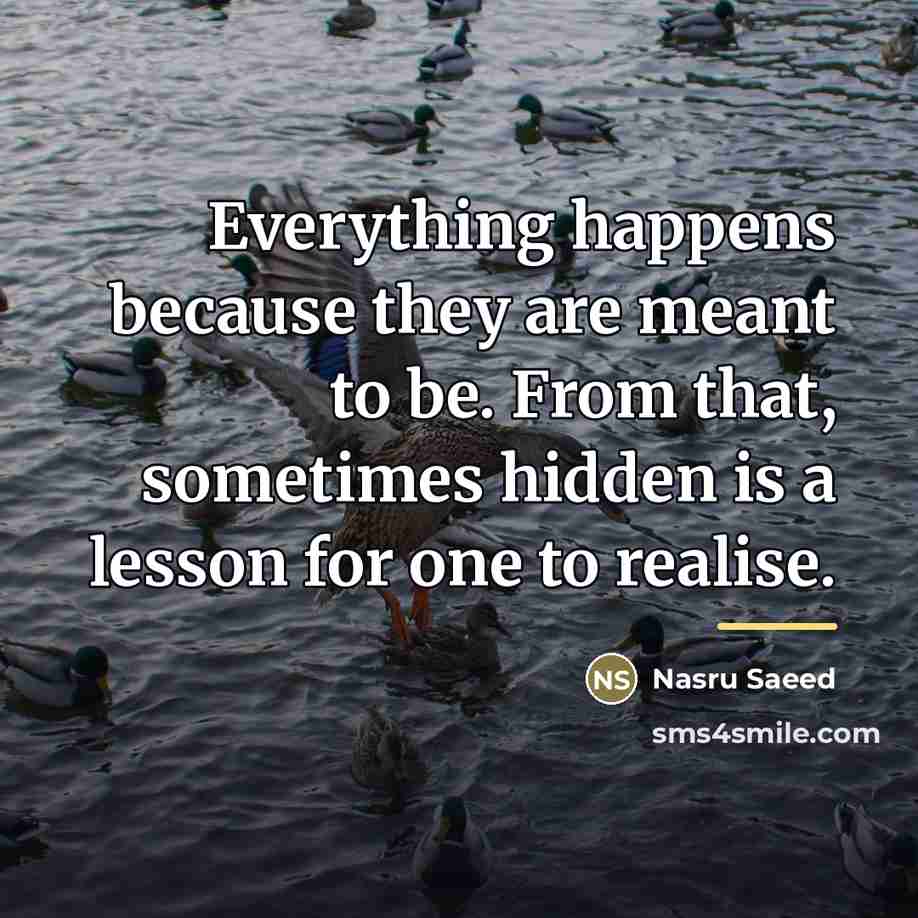 “Everything happens because they are meant to be. From that,…” quote by Nasru Saeed