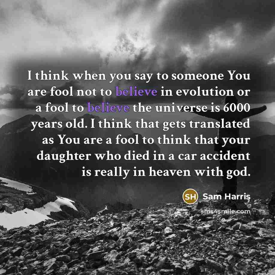 “I think when you say to someone You are fool…” quote by Sam Harris