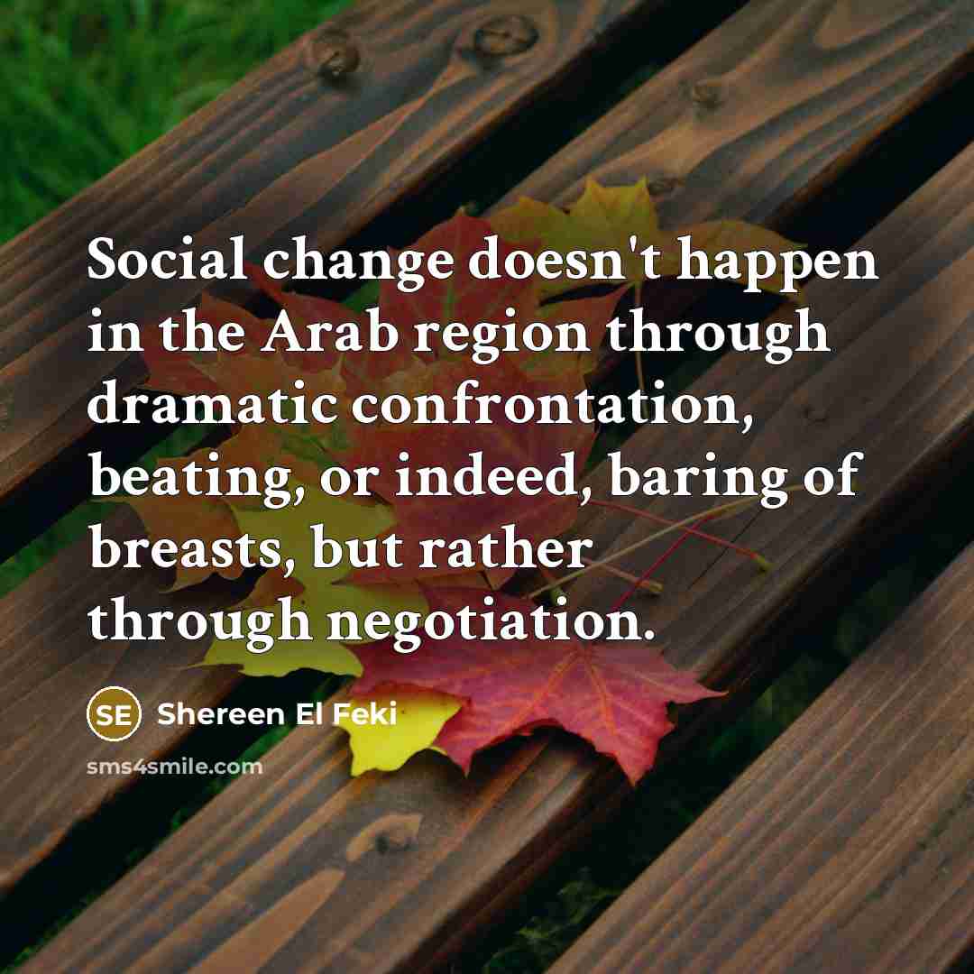 “Social change doesn't happen in the Arab region through dramatic…” quote by Shereen El Feki