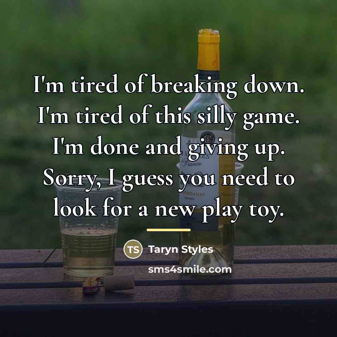 “I'm tired of breaking down. I'm tired of this silly…” quote by Anonymous