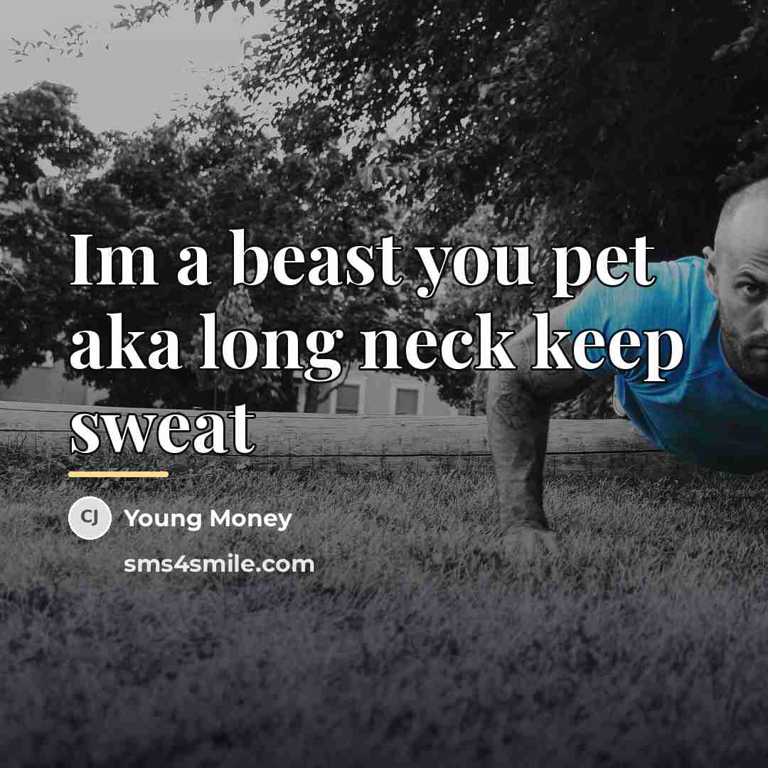 “Im a beast you pet aka long neck keep sweat…” quote by Young Money