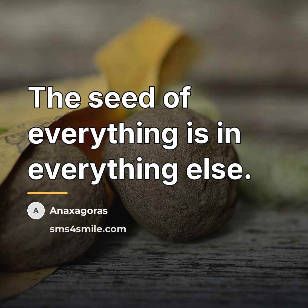 “The seed of everything is in everything else.…” quote by Anaxagoras