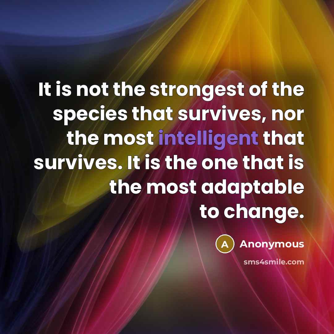 “It is not the strongest of the species that survives,…” quote by Anonymous