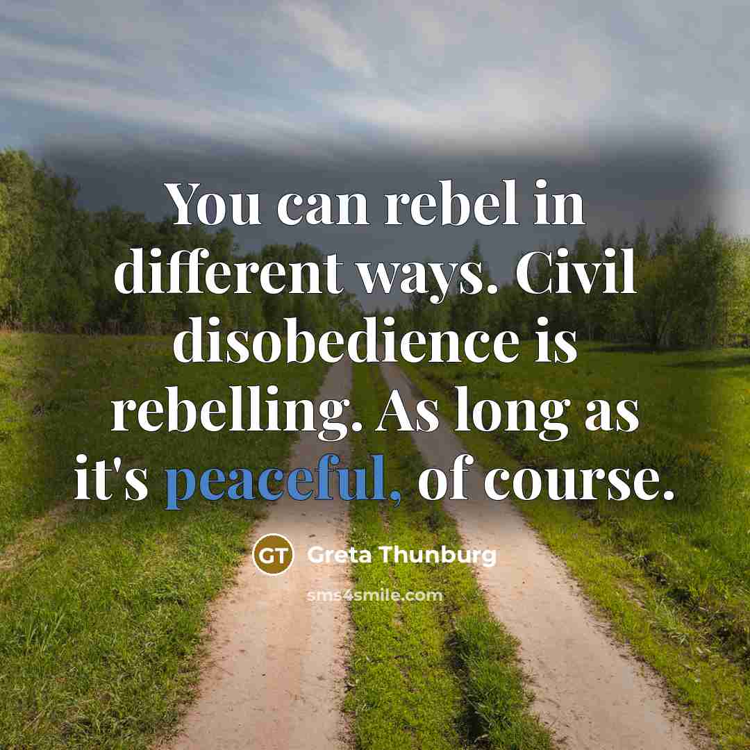 “You can rebel in different ways. Civil disobedience is rebelling.…” quote by Greta Thunburg