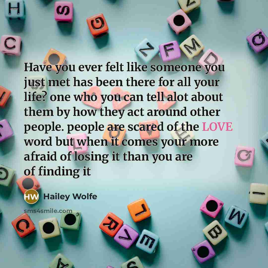 “Have you ever felt like someone you just met has…” quote by Hailey Wolfe