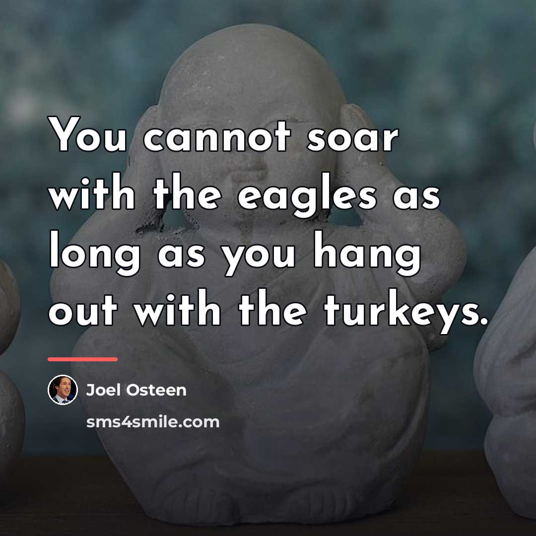 “You cannot soar with the eagles as long as you…” quote by Joel Osteen