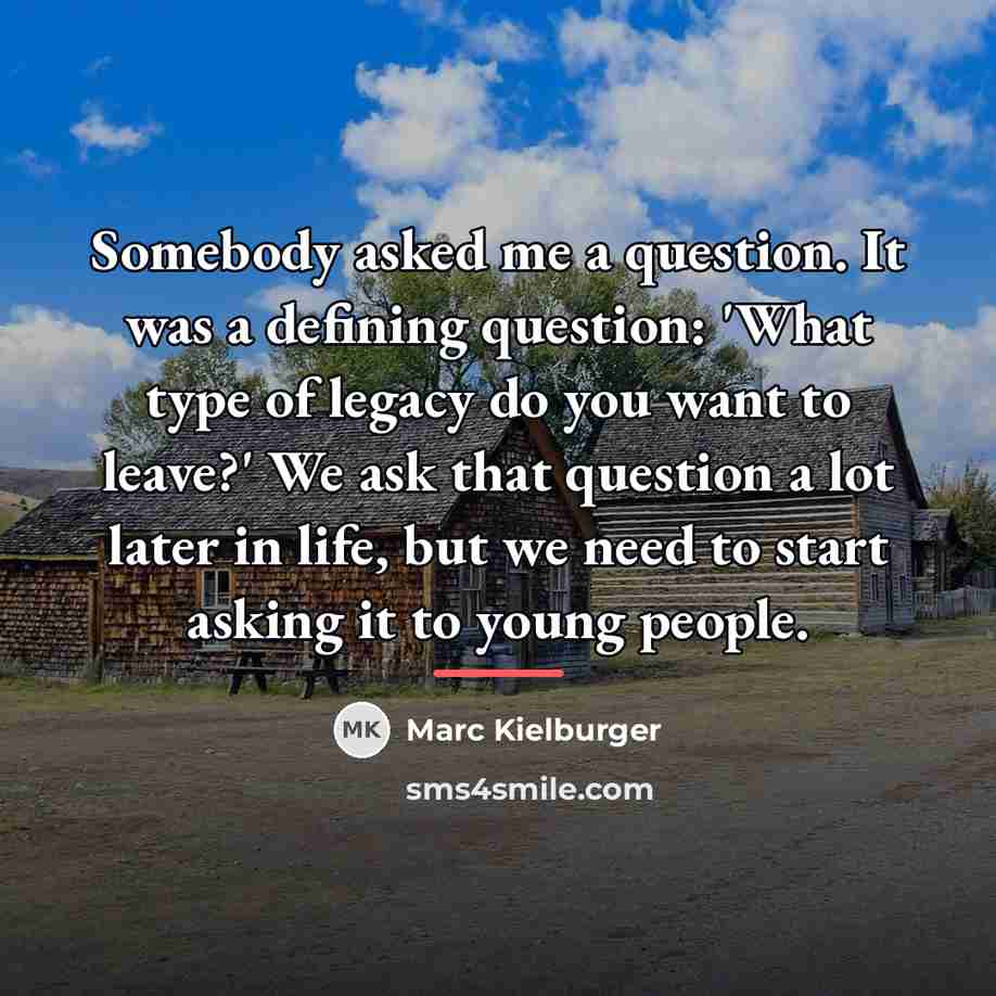 “Somebody asked me a question. It was a defining question:…” quote by Marc Kielburger