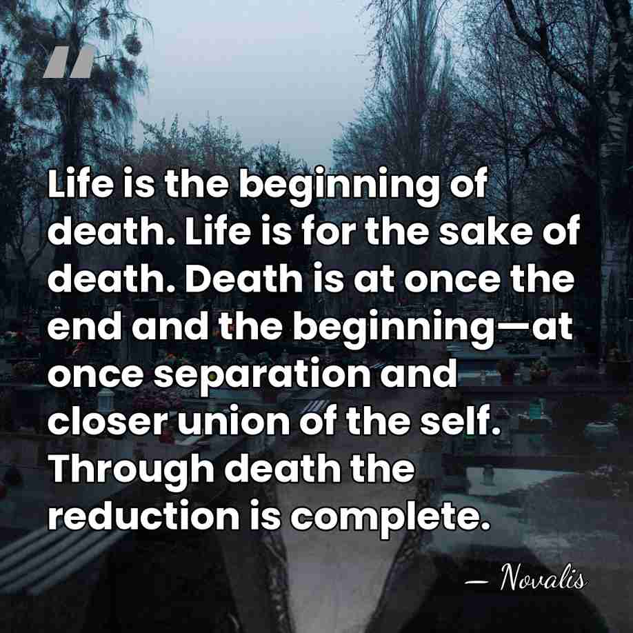 Life is the beginning of death. Life is for the sake of&hellip; - Novalis