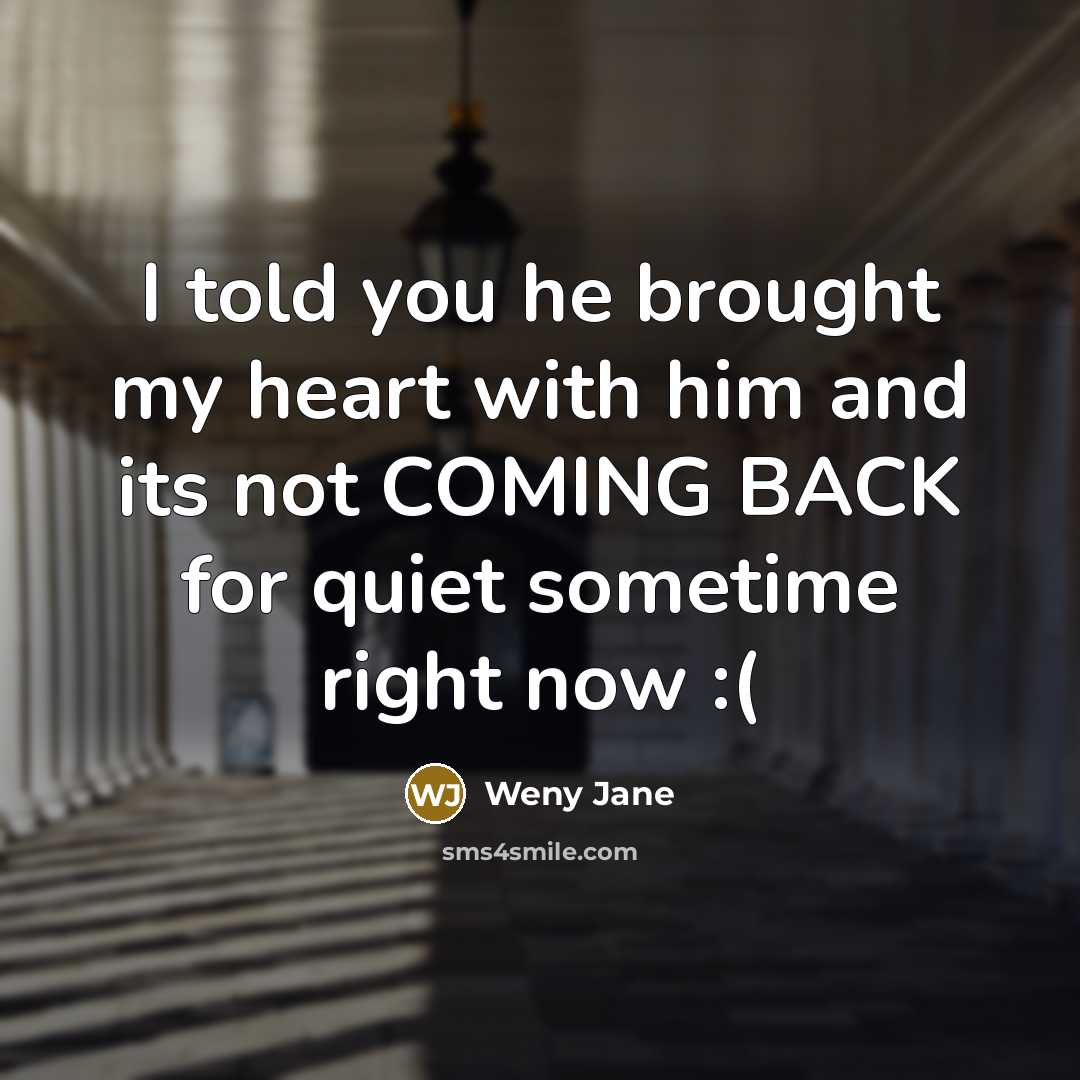“I told you he brought my heart with him and…” quote by Weny Jane