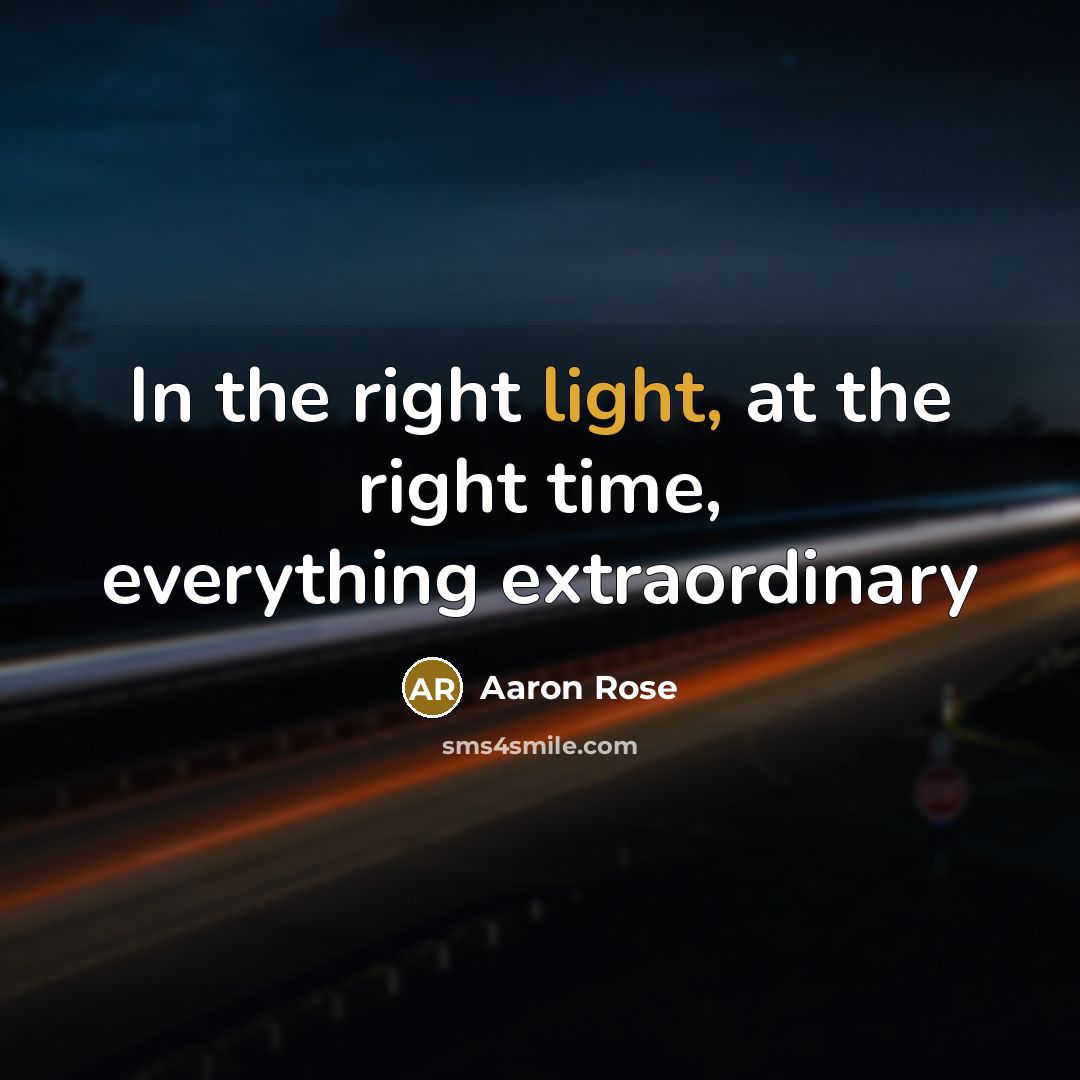 “In the right light, at the right time, everything extraordinary…” quote by Aaron Rose