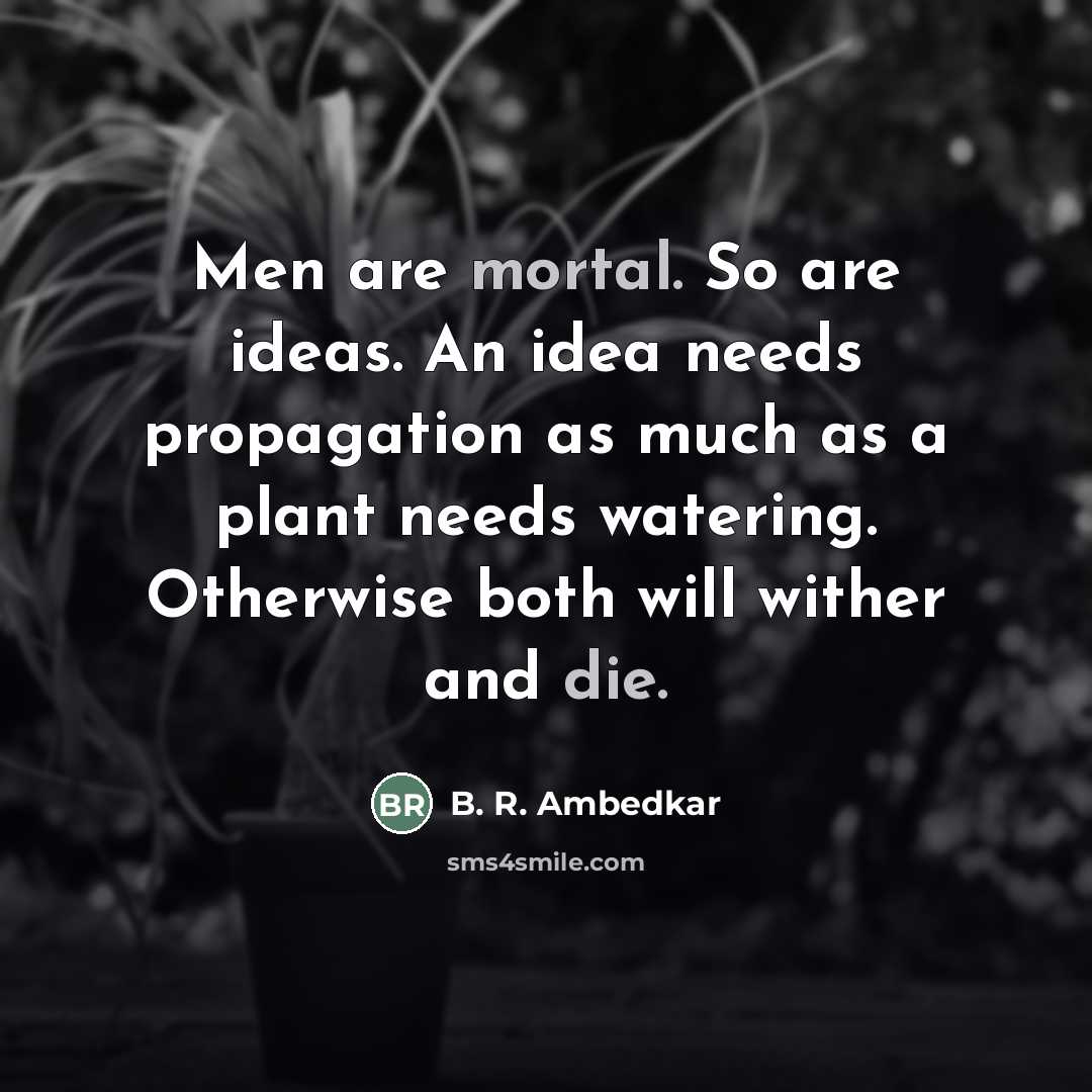 “Men are mortal. So are ideas. An idea needs propagation…” quote by B. R. Ambedkar